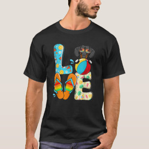 Camiseta Flip Flops Love Dachshund Dog Summer Vibes Beach S