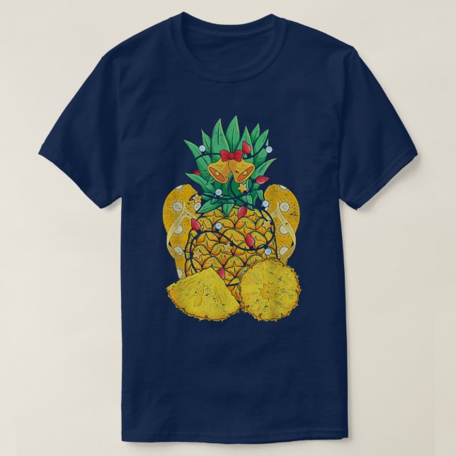 Camiseta Flip Flops Tropical Pineapple Xmas Luces Christma (Diseño del anverso)