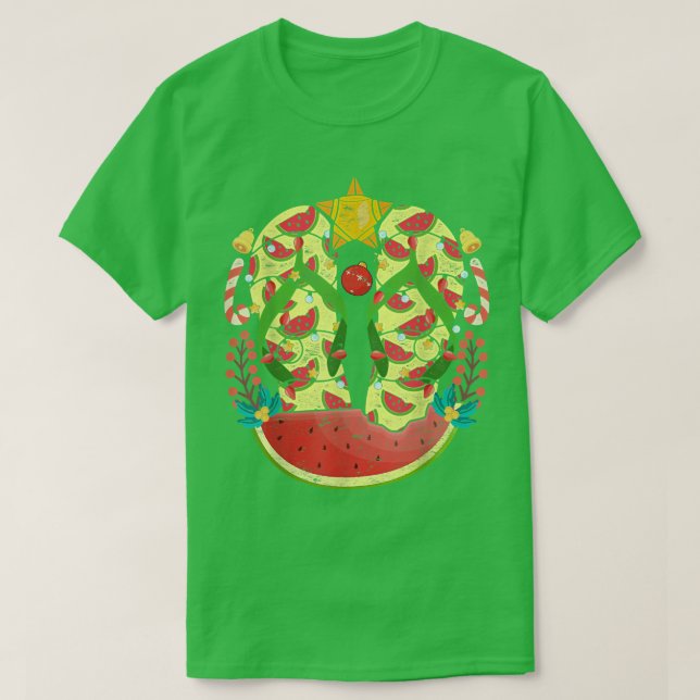 Camiseta Flip Flops Tropical Watermelon Xmas Luces Navidad (Diseño del anverso)