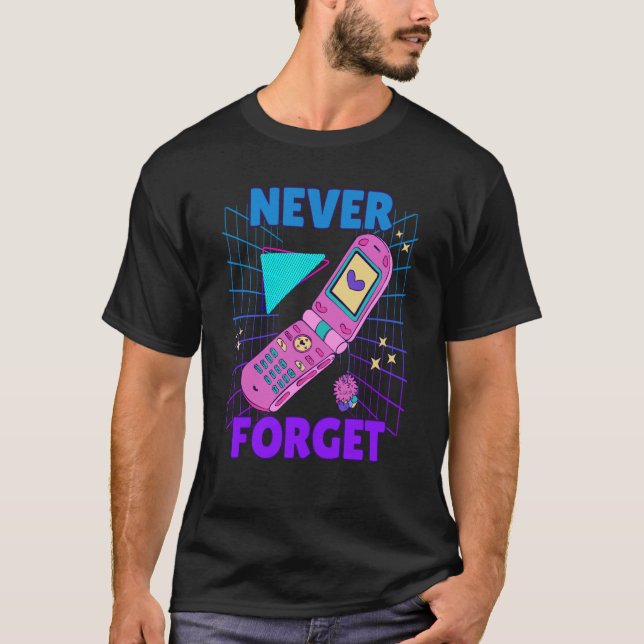 Camiseta Flip Phone 90's Nostalgia Never Forget 90s Outfit  (Anverso)