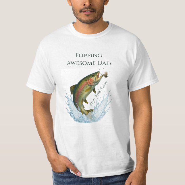 Camiseta Fliping Awesome Dad kids nombra (Anverso)