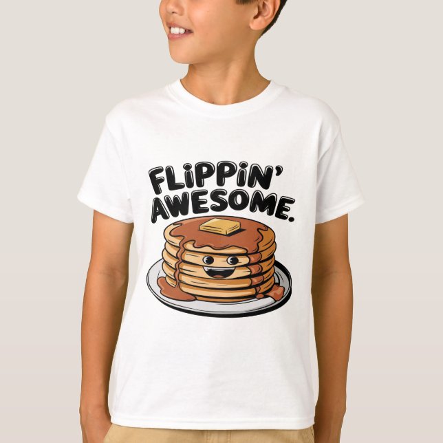 Camiseta Flippin 'Awesome Pancake Stack Funny Breakfast (Anverso)