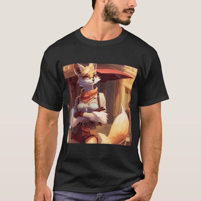 Camiseta Flirty Anthro Furry Fox Chica CasualClothing Dappl (Anverso)