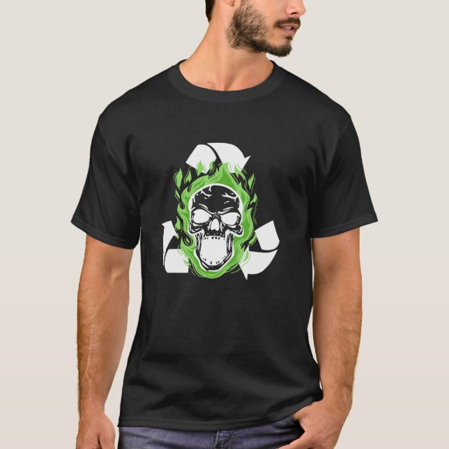 Camiseta Fllaming Skull reciclar esqueleto de fuego Hall pl (Anverso)