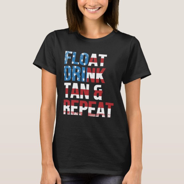 Camiseta Float Drink Tan Repeat Summer Beach Vacation Vinta (Anverso)