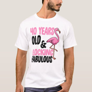 Camiseta Flocking Fabulous 40th Birthday Shirt Funny Pink F