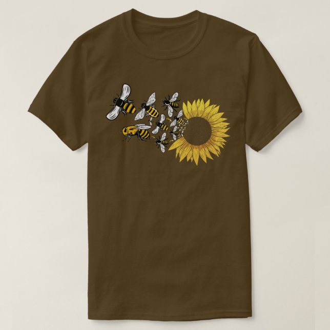 Camiseta Flor Abejas Sunflower Premium T-Shirt (Diseño del anverso)