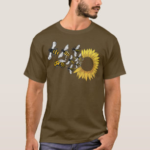 Camiseta Flor Abejas Sunflower Premium T-Shirt