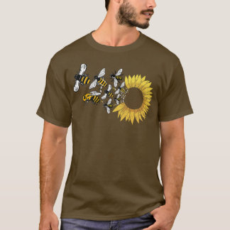 Camiseta Flor Abejas Sunflower Premium T-Shirt