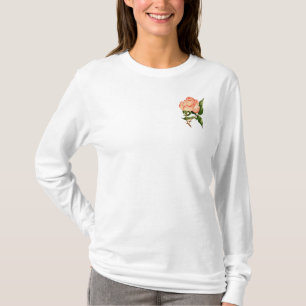 Camiseta flor acuarela de color melocotón rosa