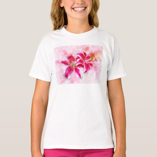Camiseta Flor acuarela de Stargazer Lily - wb 03 (Anverso)