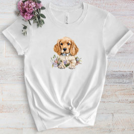 Camiseta Flor acuarela Mascota de cachorros de Cocker Spani
