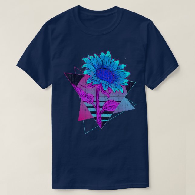 Camiseta Flor Amarilla Flor Sínthwave Retro Vaporwave Su (Diseño del anverso)