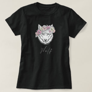 Camiseta Flor amarilla rosa rosa de color Lobo oscuro Flor
