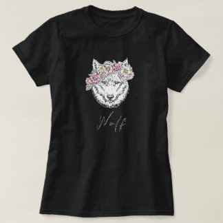 Camiseta Flor amarilla rosa rosa de color Lobo oscuro Flor