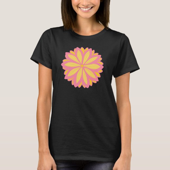 Camiseta Flor Amarilla Y Rosa Botánica (Anverso)