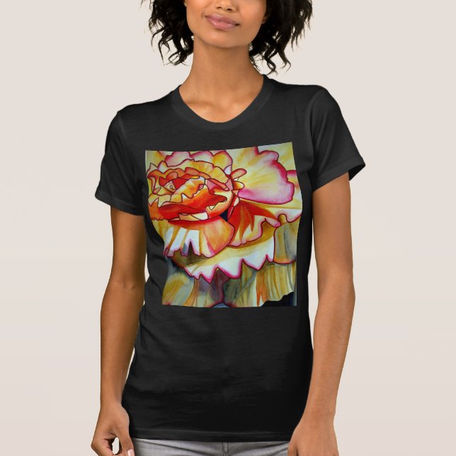 Camiseta Flor amarillo Begonia acuarela arte original (Anverso)