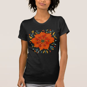 Camiseta Flor anaranjada caprichosa decorativa