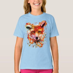 Camiseta Flor animal del alcohol del Fox de la acuarela de