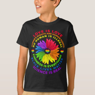 Camiseta Flor arco iris Human Black Livres Rights Science L