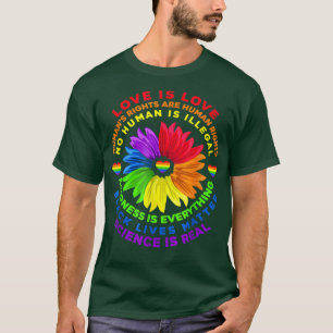 Camiseta Flor arco iris Human Black Livres Rights Science L