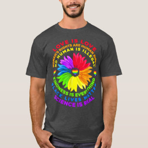 Camiseta Flor arco iris Human Black Livres Rights Science L