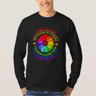 Camiseta Flor arco iris humano negro vive ciencia de derech