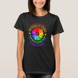 Camiseta Flor arco iris humano negro vive ciencia de derech