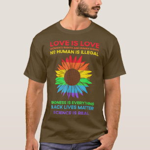 Camiseta Flor arco iris humano negro vive ciencia de derech