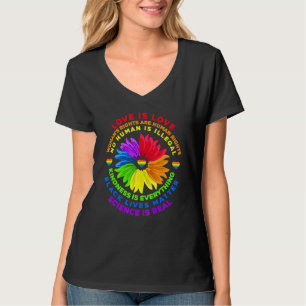 Camiseta Flor arco iris humano negro vive ciencia de derech