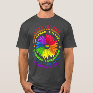 Camiseta Flor arco iris humano negro vive ciencia de derech