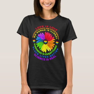 Camiseta Flor arco iris humano negro vive ciencia de derech