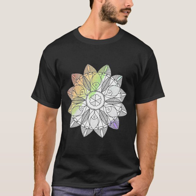 Camiseta Flor arco iris Mandala Círculo de maná Yoga espiri (Anverso)