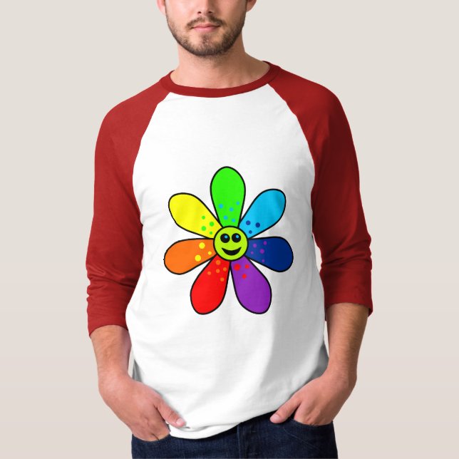 Camiseta Flor arco iris Raglan T-Shirt (Anverso)