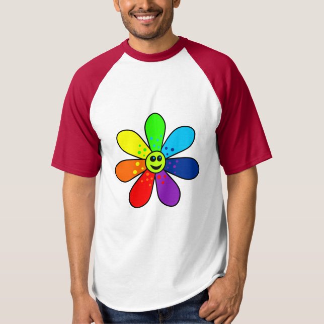 Camiseta Flor arco iris Raglan T-Shirt (Anverso)