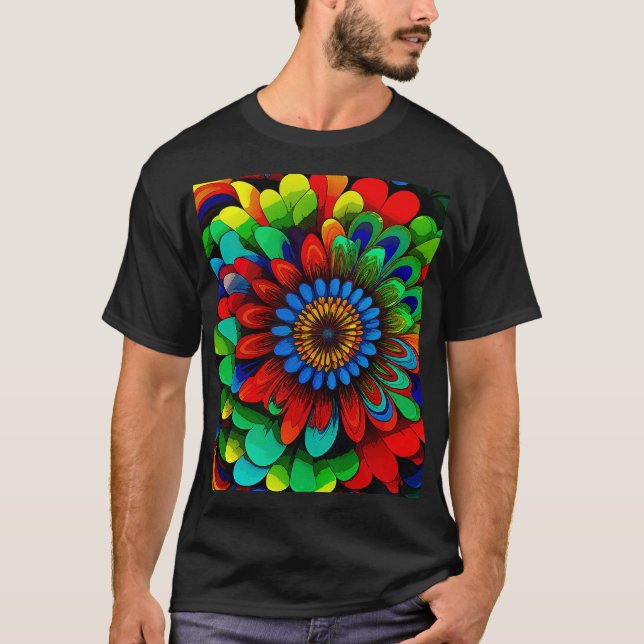 Camiseta Flor arcoiris colorida 104 (Anverso)