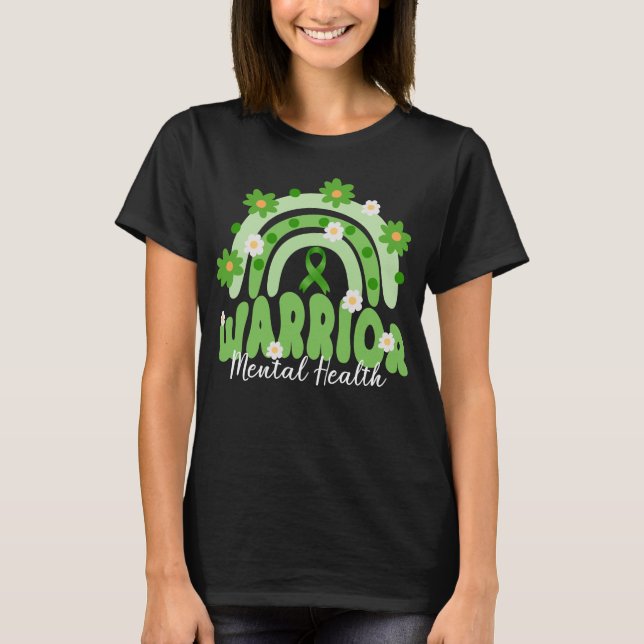 Camiseta flor arcoiris de guerrero de la salud mental (Anverso)