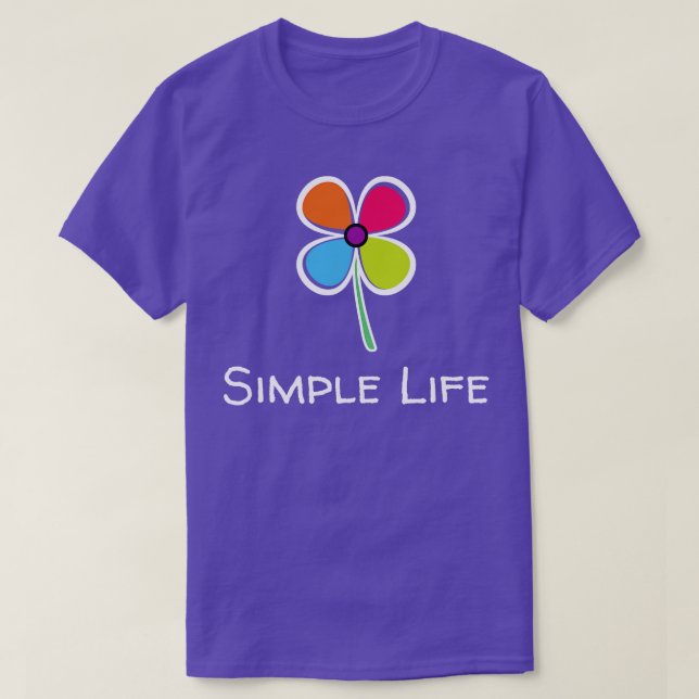 Camiseta Flor arcoiris de vida simple (Diseño del anverso)