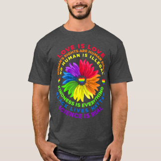 Camiseta Flor arcoiris humano negro vive ciencia de derecho