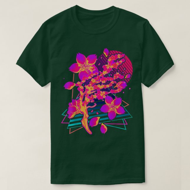 Camiseta Flor Art Sakura de los años 80, cereza retro de va (Diseño del anverso)