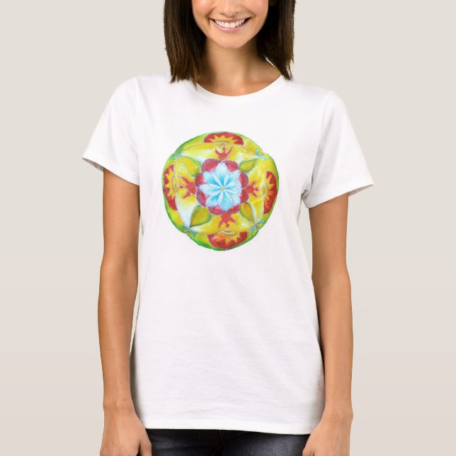 Camiseta Flor, arte Mandala de paz (Anverso)