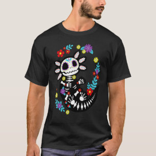 Camiseta Flor Axolotal de azúcar Dia de los Muer Mexicana