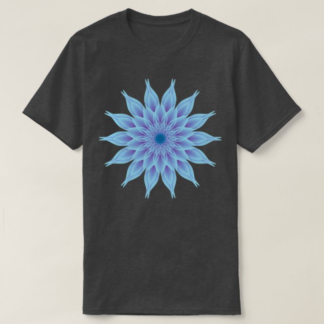 Camiseta Flor azul fractal (Diseño del anverso)