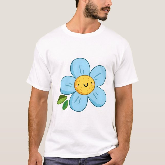 Camiseta Flor Azul Kawaii (Anverso)