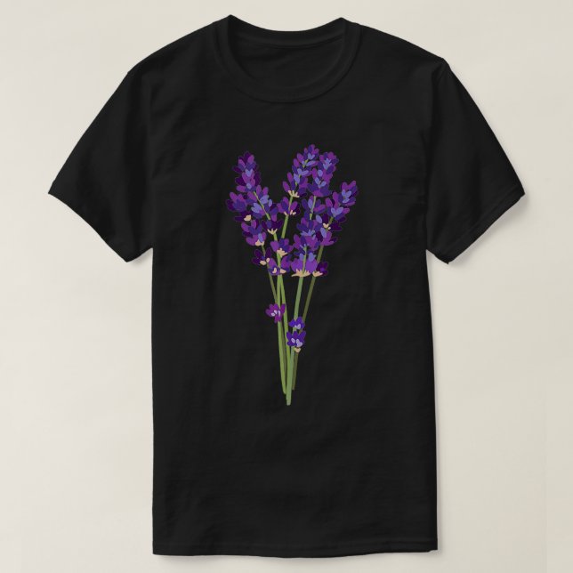 Camiseta Flor azul morada de lavanda Flor silvestre (Diseño del anverso)