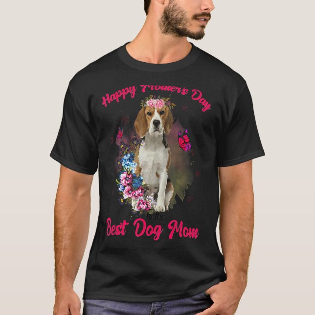 Camiseta Flor beagle feliz día de la madre al mejor perro (Anverso)