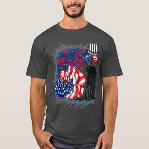 Camiseta Flor Black Cat Independence Day Bandera de Estados