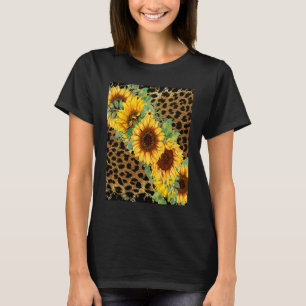 Camiseta Flor blanca con motivos de leopardo azul y blanco