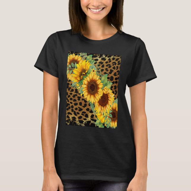 Camiseta Flor blanca con motivos de leopardo azul y blanco (Anverso)