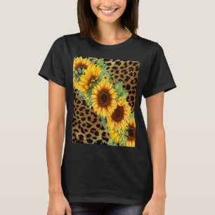 Camiseta Flor blanca con motivos de leopardo azul y blanco